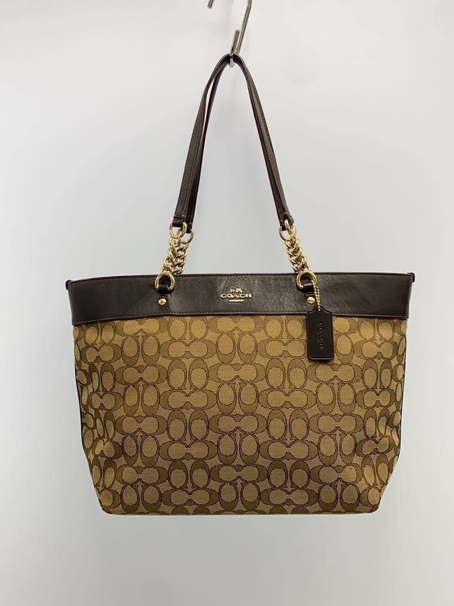 COACH tote bag canvas BEG all-over pattern