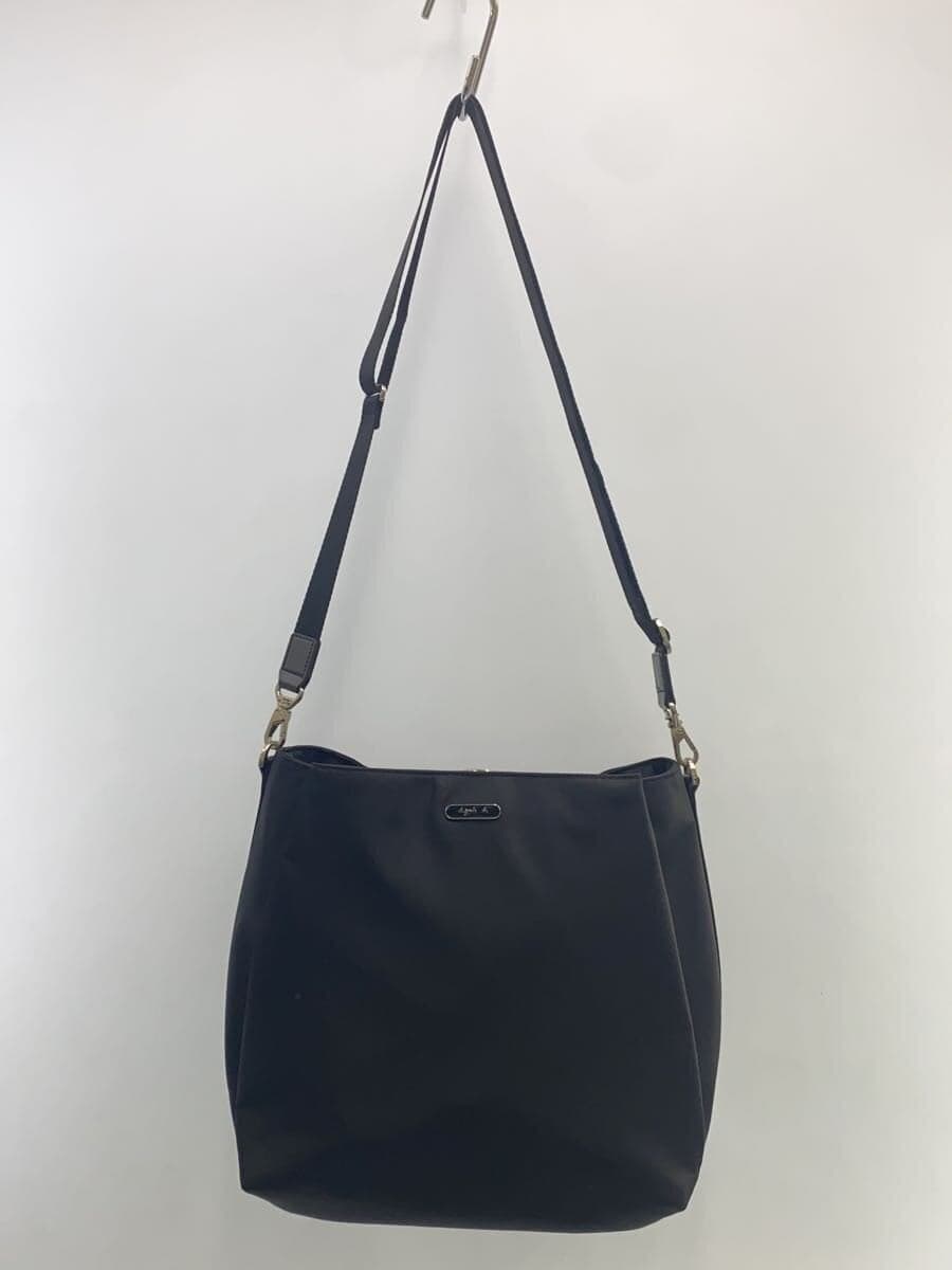 agnes b. Shoulder Bag Nylon Black Plain FS02-04