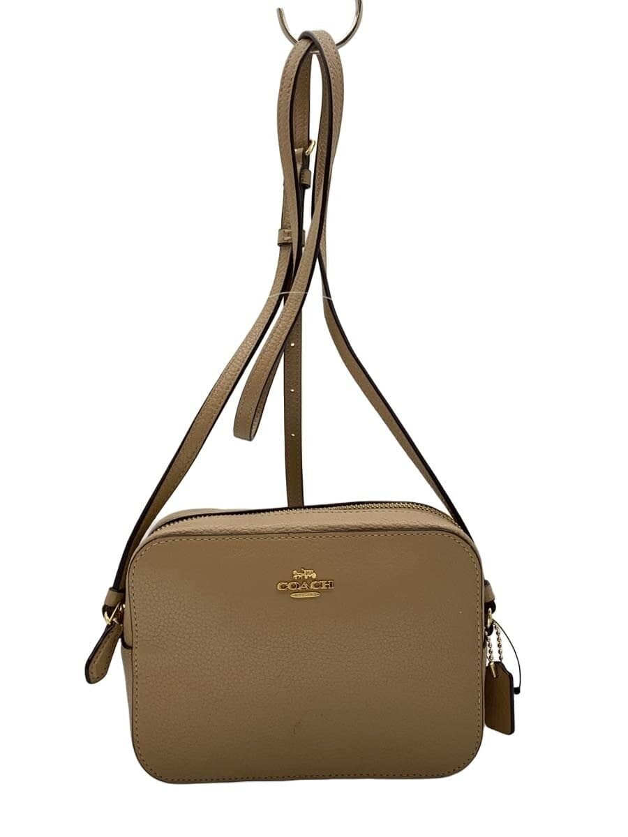 COACH Shoulder Bag Leather BEG Solid Color 87734