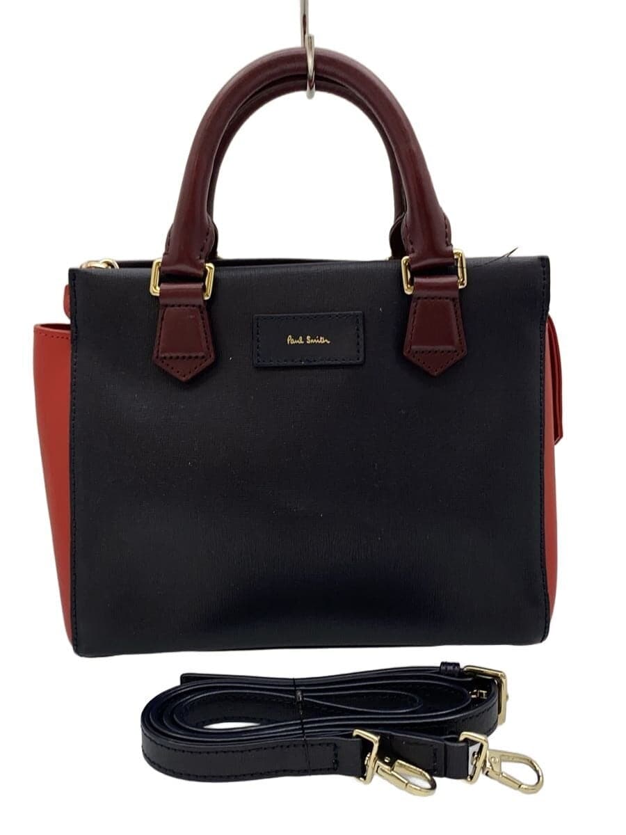 Paul Smith Shoulder Bag Leather Navy Solid Color