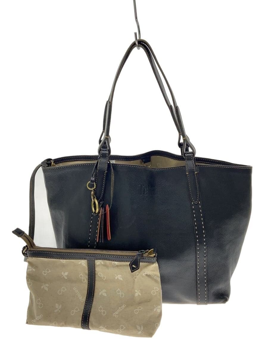 GENTEN Tote Bag Leather Black Plain