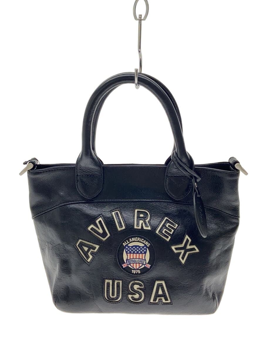 AVIREX tote bag leather black plain