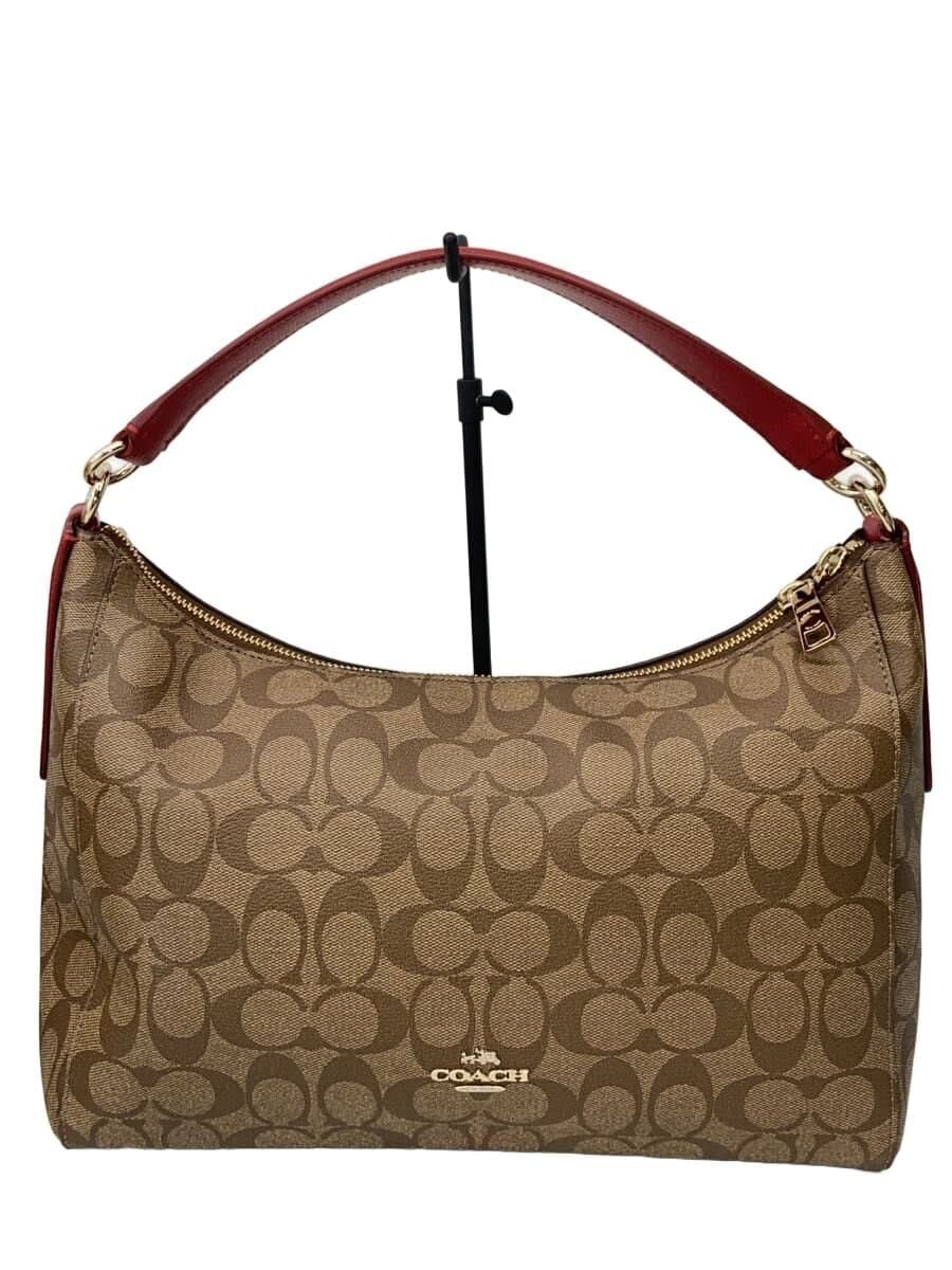 COACH Signature One Shoulder Shoulder Bag Leather BRW All-over Pattern F34899