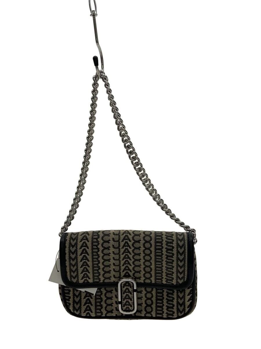 MARC JACOBS Monogram Stripe Chain Handbag GRY All Over Pattern