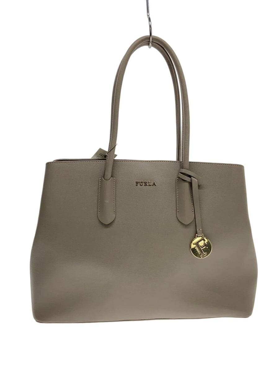 FURLA bag leather GRY solid color
