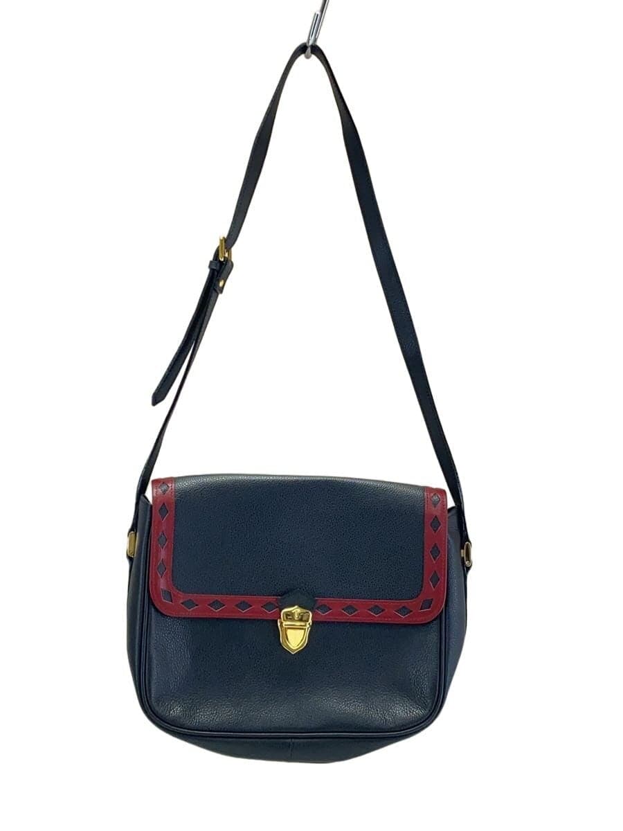 YVES SAINT LAURENT Shoulder Bag Leather BLK Solid Diamond Cut