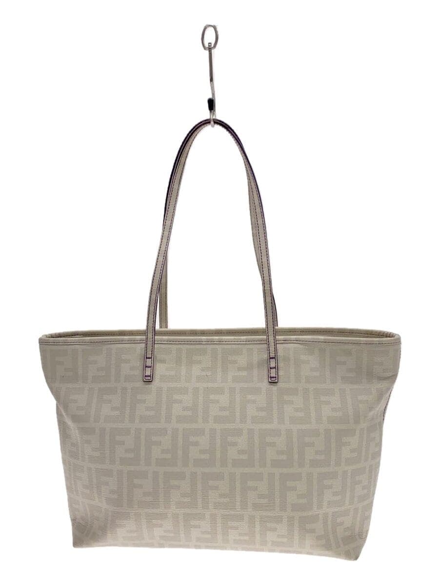FENDI Zucca Tote Bag PVC WHT All Over Pattern 8BH198