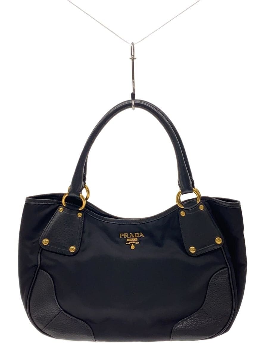 PRADA Bottom Soil Hardware With Scratches Tote Bag Nylon BLK BR4635
