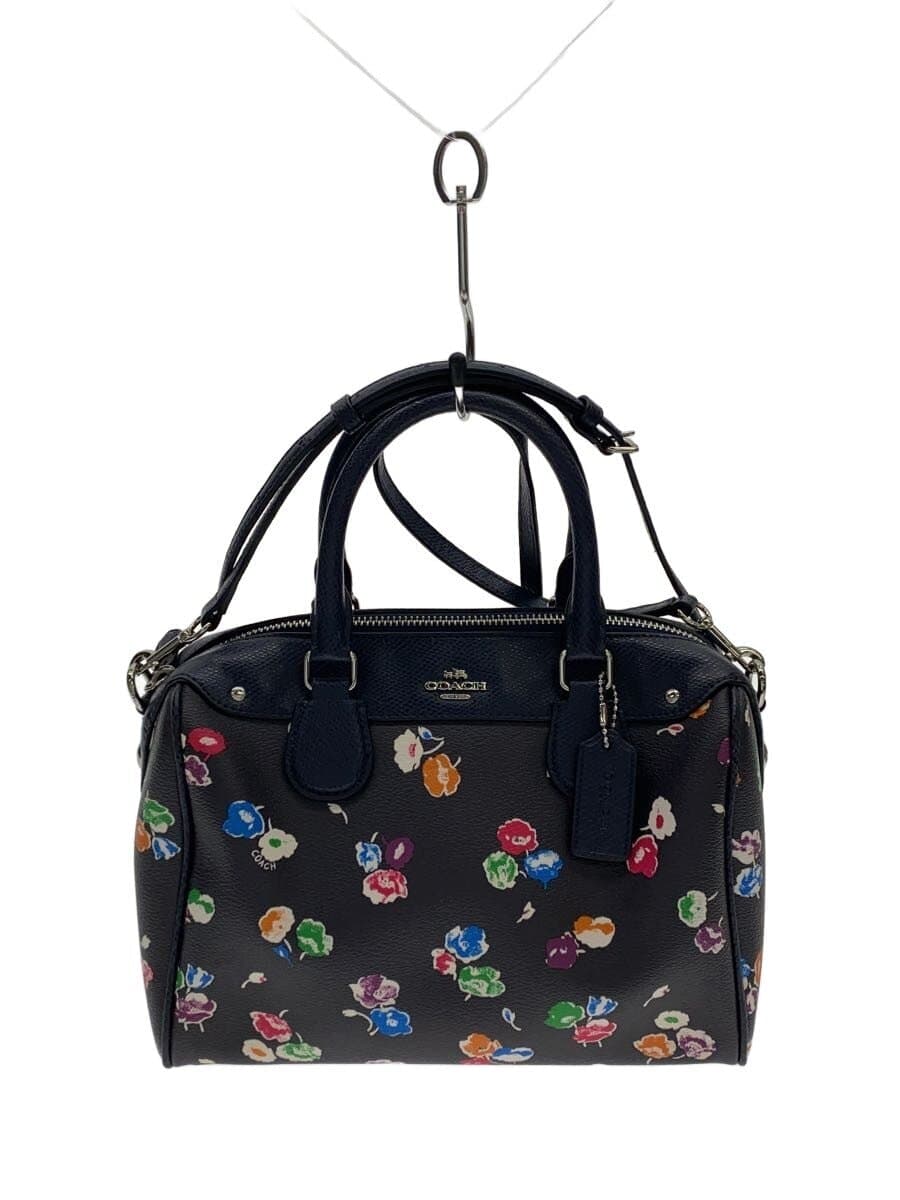 COACH Mini Boston Bag Leather NVY Allover Pattern A1621