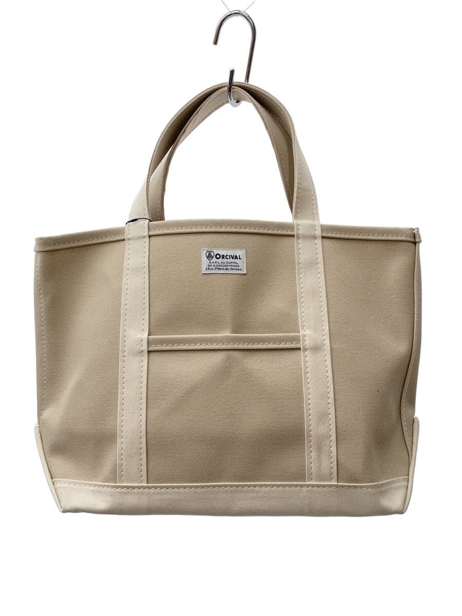ORCIANI Tote Bag Canvas BEG Solid Color