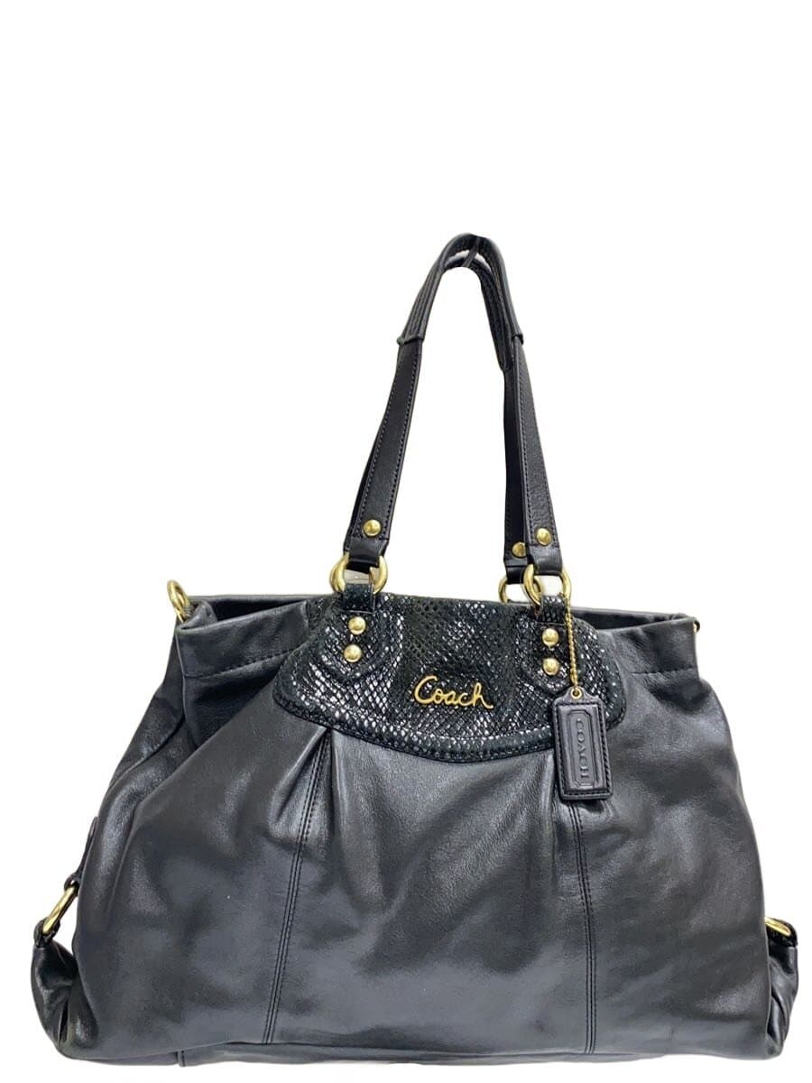 COACH Shoulder Bag_All Leather Leather BLK ※Corner Wear