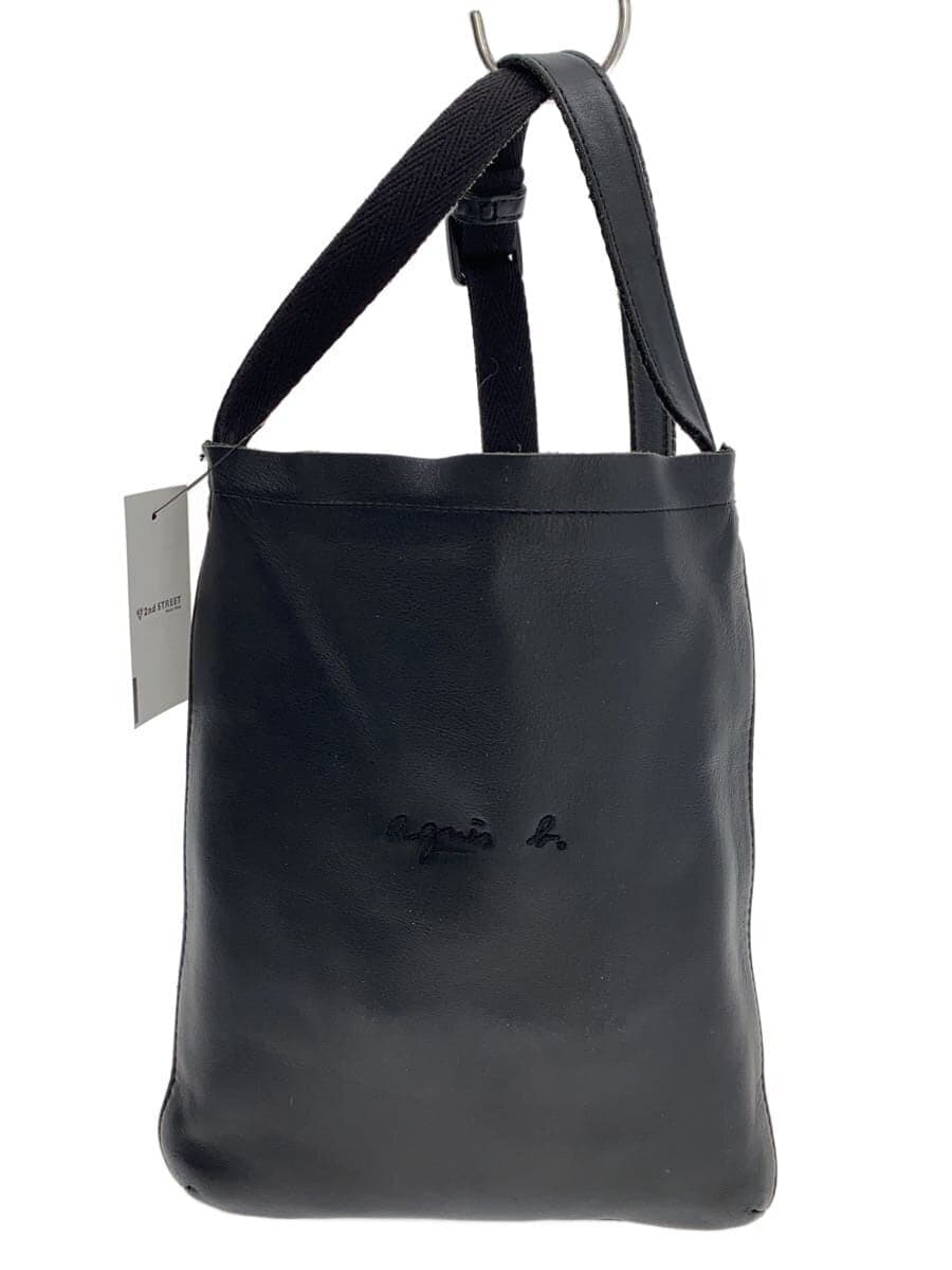 agnes b. Shoulder Bag Leather BLK Solid PAH02Z-03
