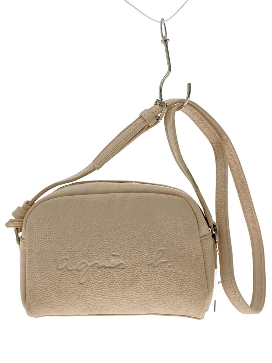 agnes b VOYAGE Shoulder Bag Leather BEG Solid MCF-18