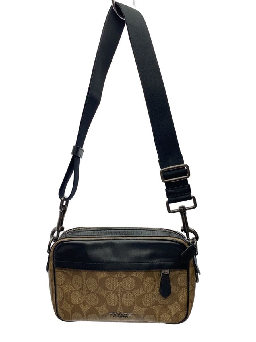 COACH Shoulder Bag Leather BRW Signature Pattern F50715