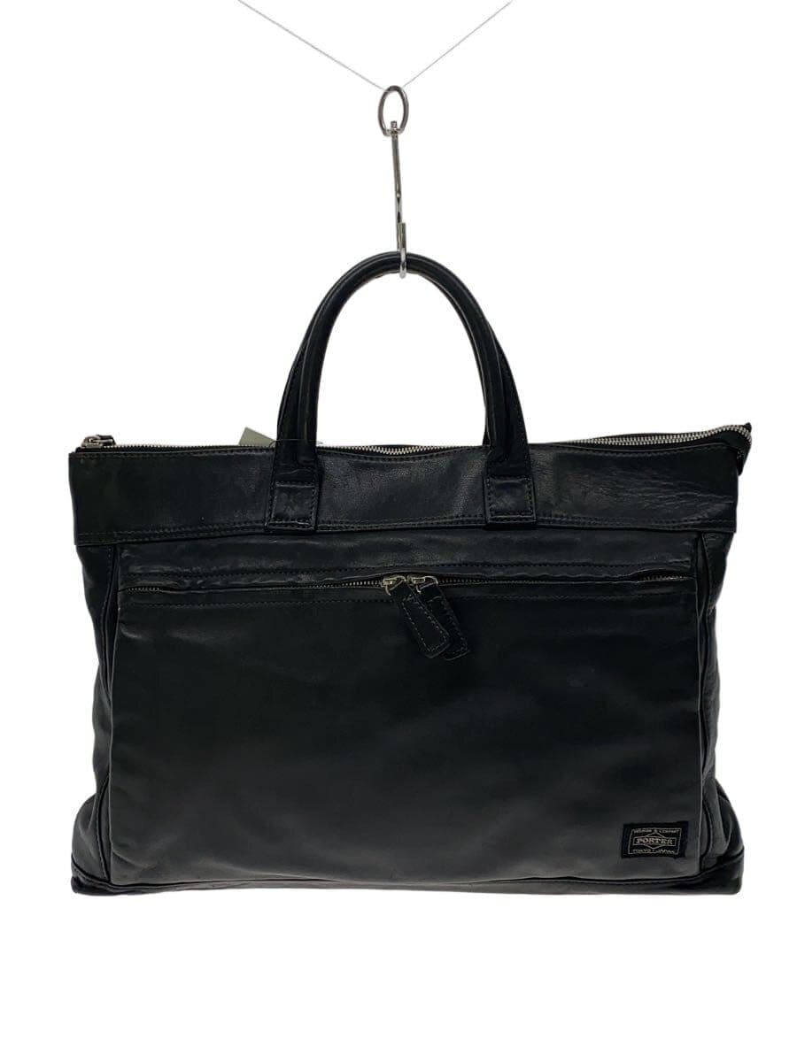 PORTER briefcase leather black plain