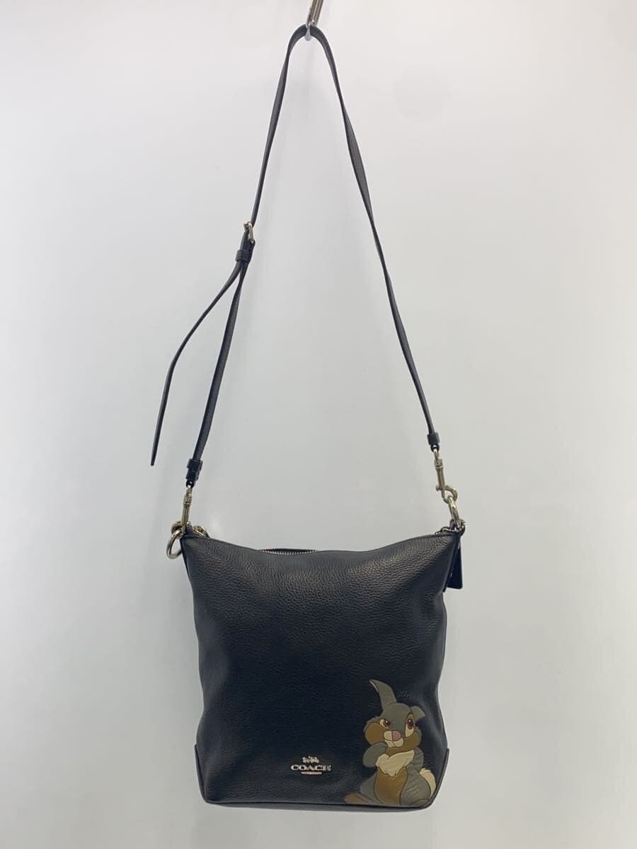 COACH Shoulder Bag Leather Black 91117