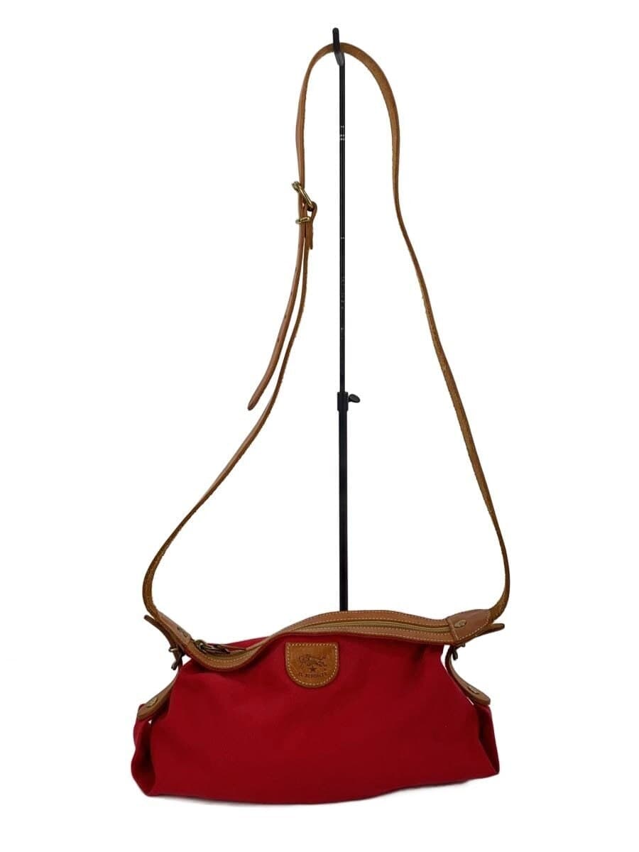 IL BISONTE Shoulder Bag Canvas RED Solid