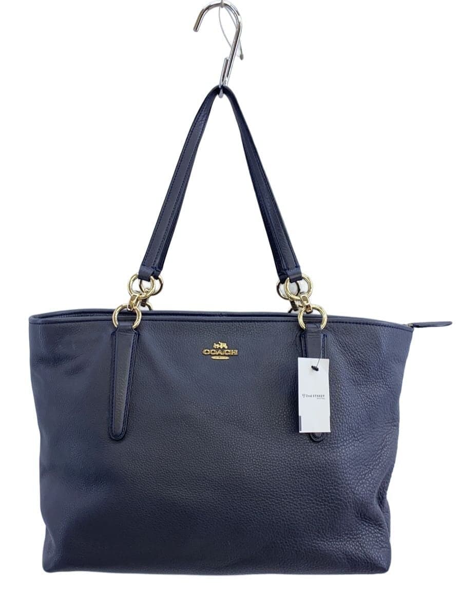 COACH Tote Bag _ All Leather Leather BLU F33961