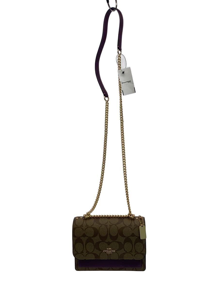 COACH Shoulder Bag Leather BEG All Over Pattern