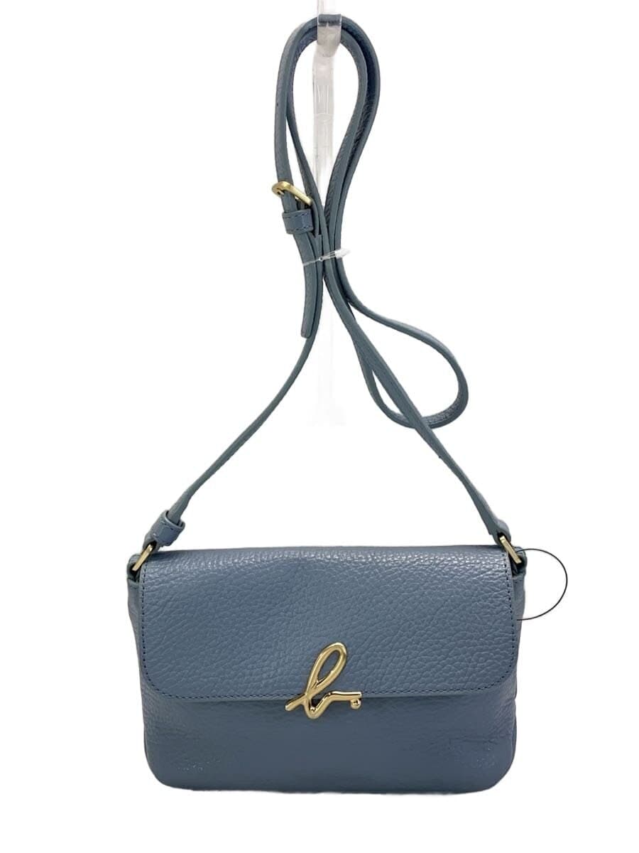 agnes b. Shoulder Bag Cowhide BLU Solid 1S12F-08 Blue Light Blue