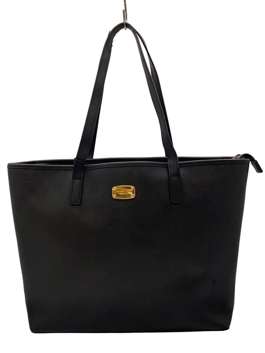MICHAEL KORS tote bag leather BLK OP-1606 corner wear on handle leather