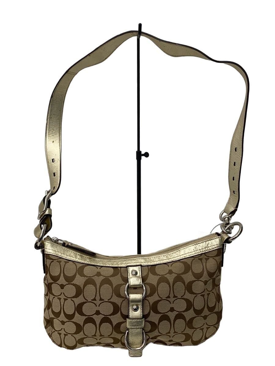 COACH Shoulder Bag Canvas BEG All-over Print F14447