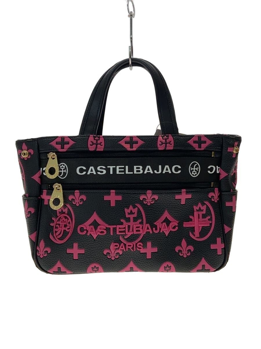 CASTELBAJAC Driving Tote Bag Handbag Leather BLK Allover Pattern 068531