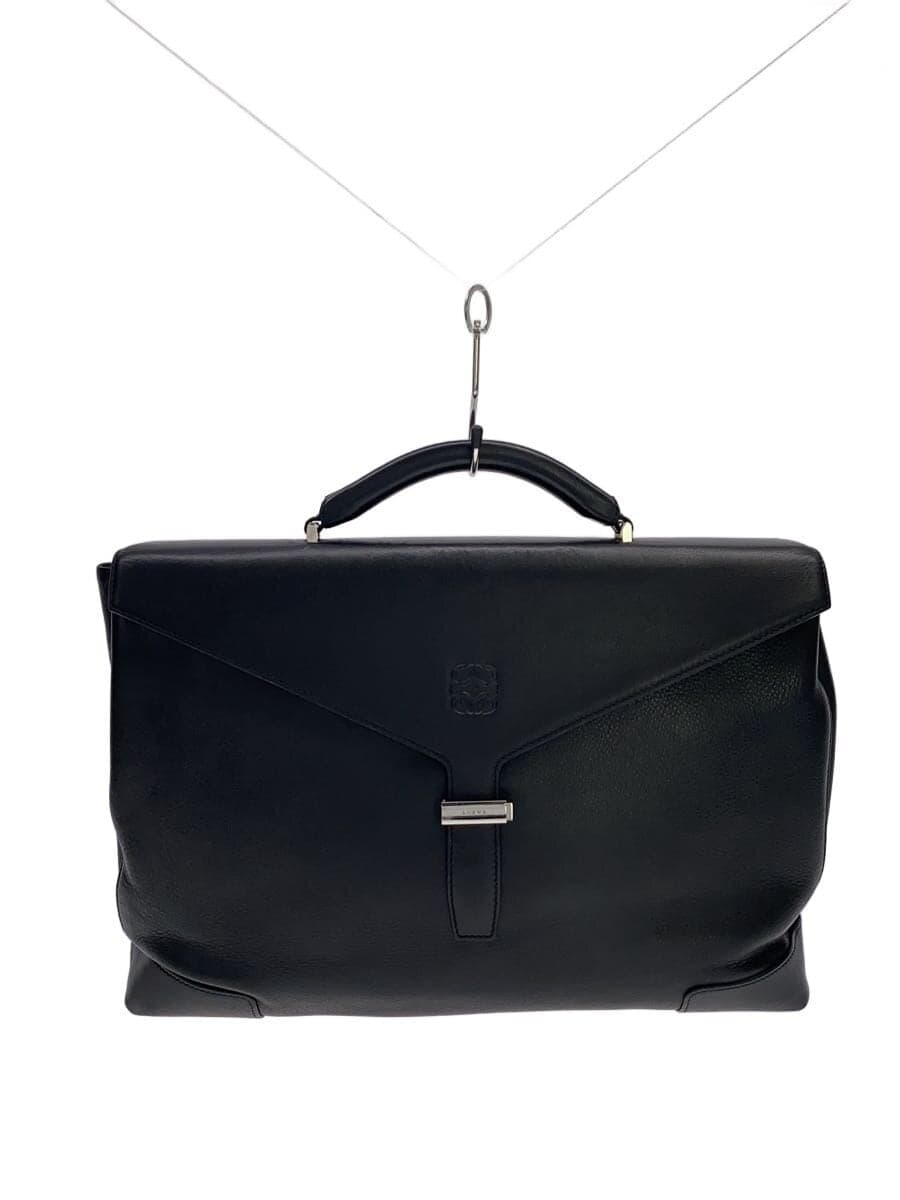 LOEWE Briefcase Leather Black Solid Color
