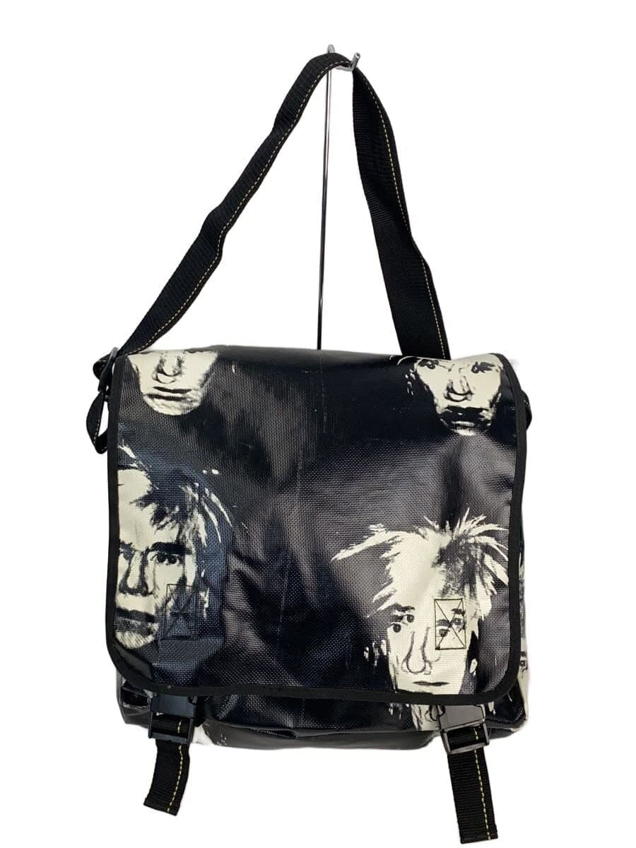 Andy Warhol Shoulder Bag PVC Black All-over Print Messenger Bag Shows signs of