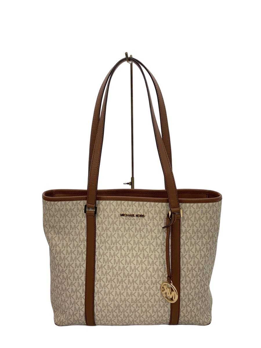 MICHAEL KORS Tote Bag Shoulder Bag Leather WHT All Over Pattern IM-2001