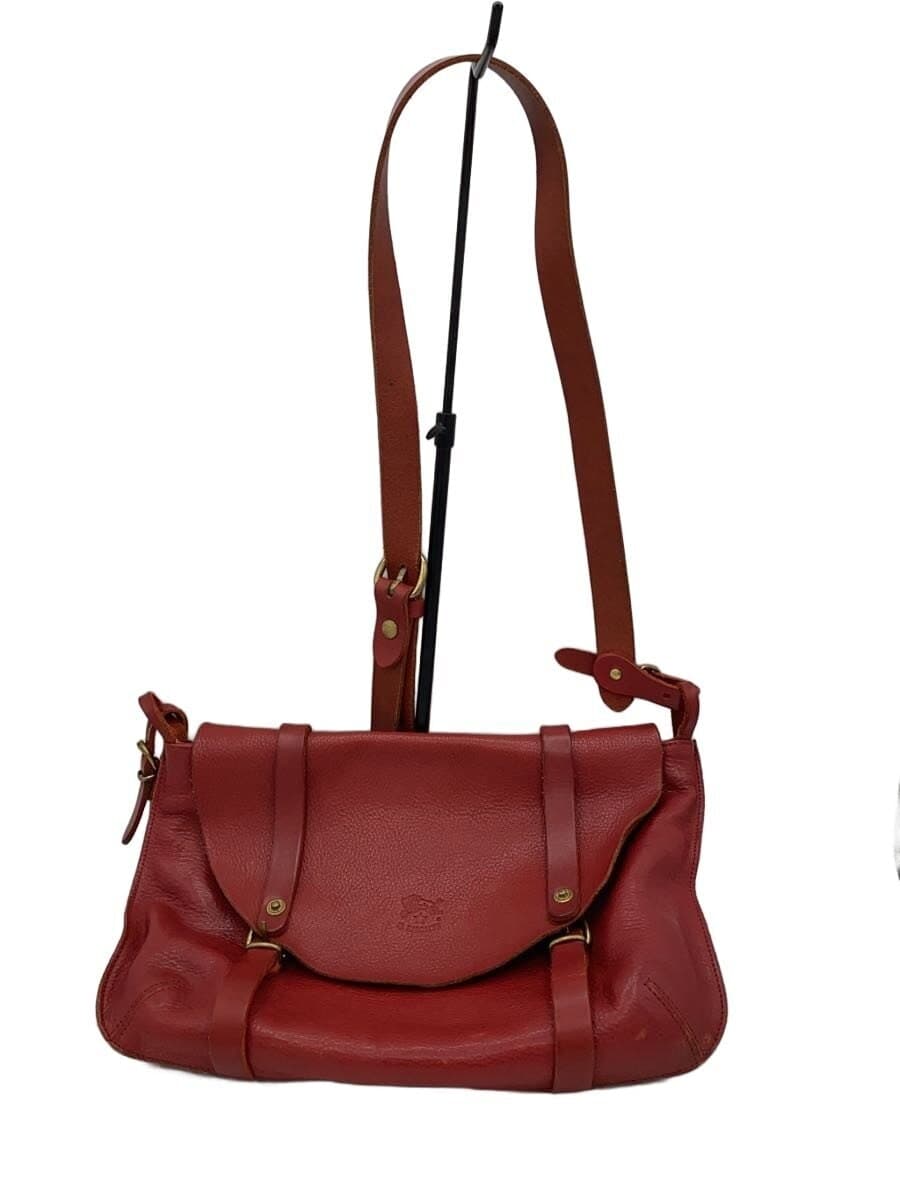 IL BISONTE Shoulder Bag Cowhide RED Solid