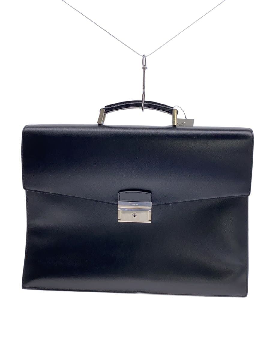 PRADA Briefcase Leather BLK Solid Rhino Fur