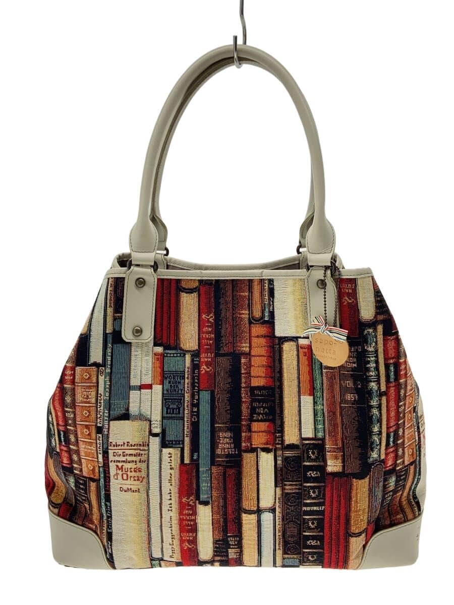 sapo-netta Tote Bag Multicolor Bookshelf Pattern Handbag