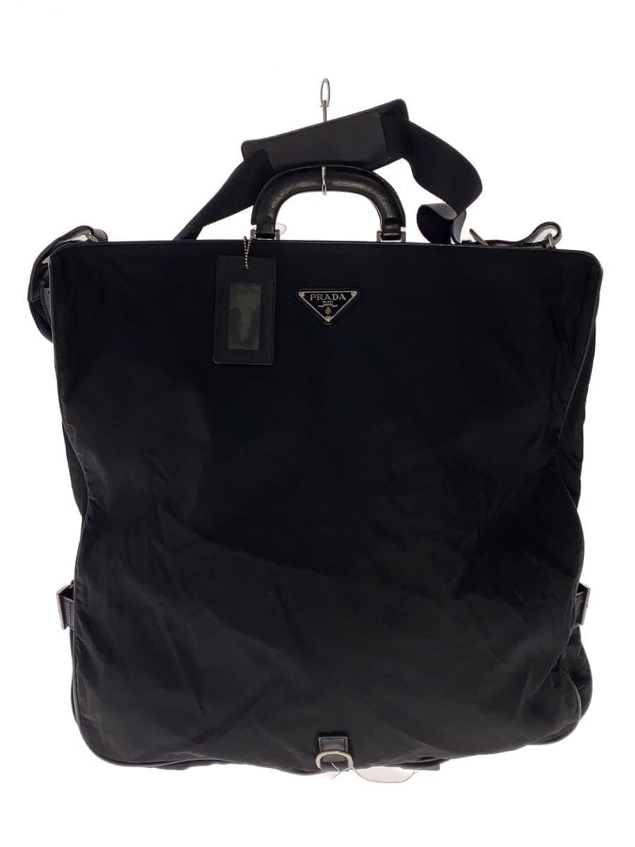PRADA handbag 2WAY shoulder bag garment cover handbag leather BLK
