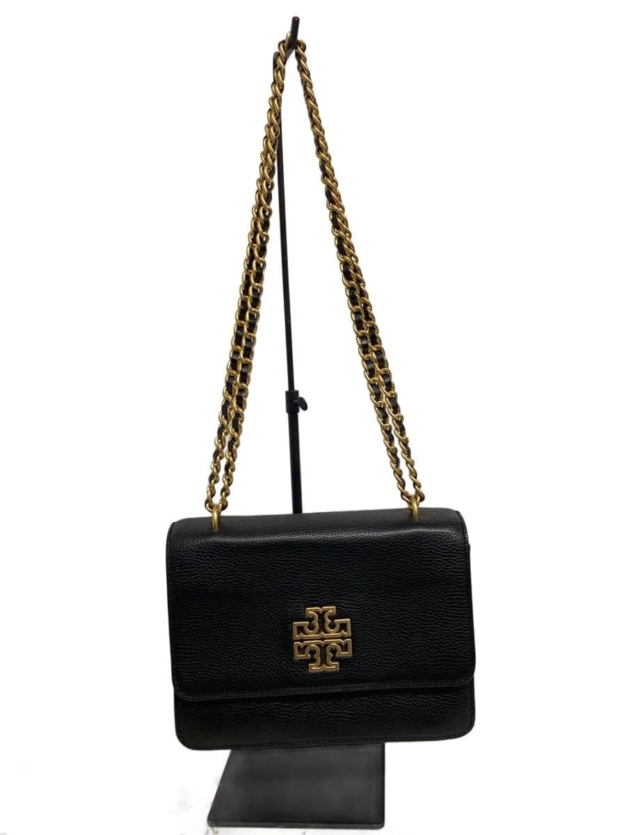 TORY BURCH Chain Shoulder Bag Leather BLK Plain