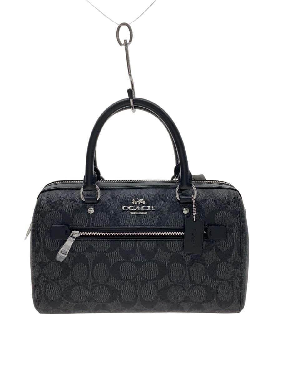 COACH Rowan Satchel Signature Dark Brown Leather Leather BLK Allover Pattern