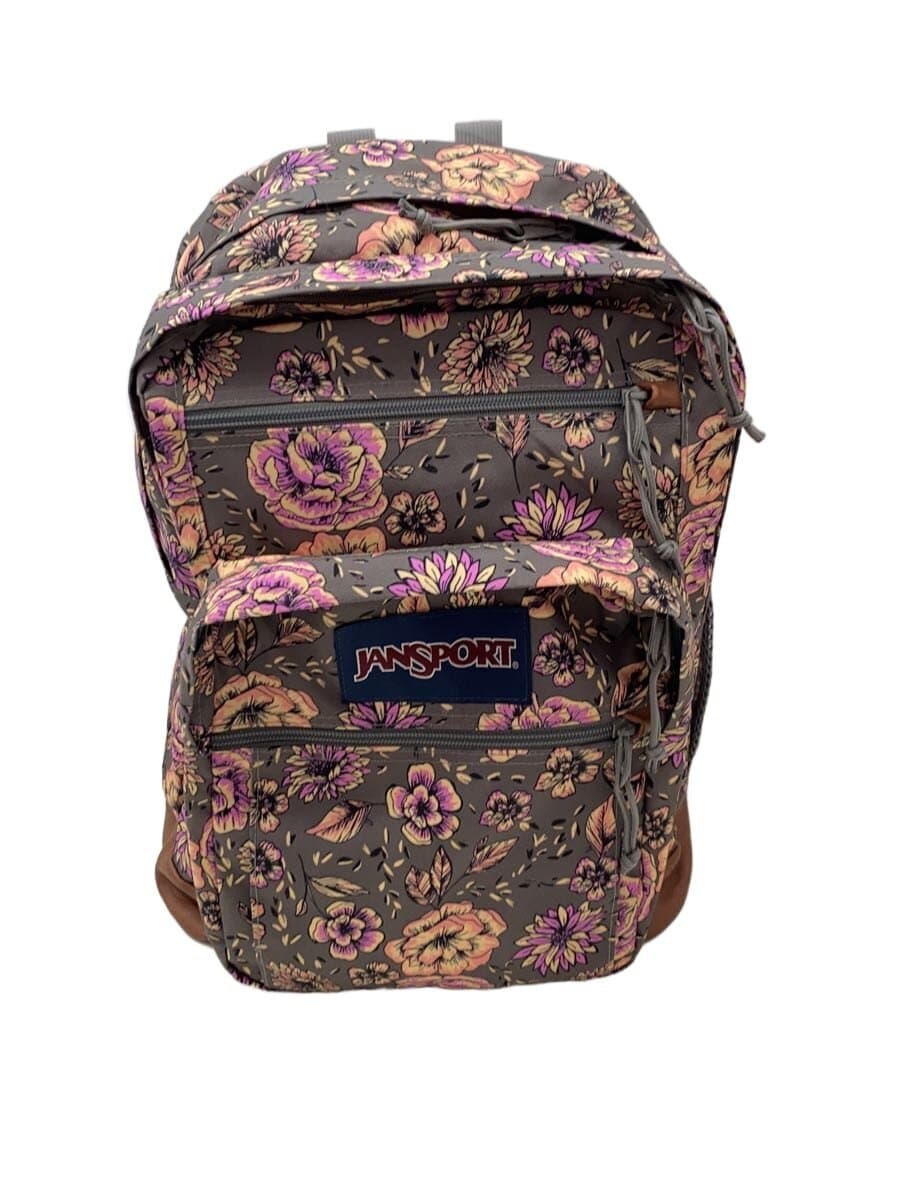 JANSPORT bottom leather flower pattern cool backpack nylon GRY all-over pattern