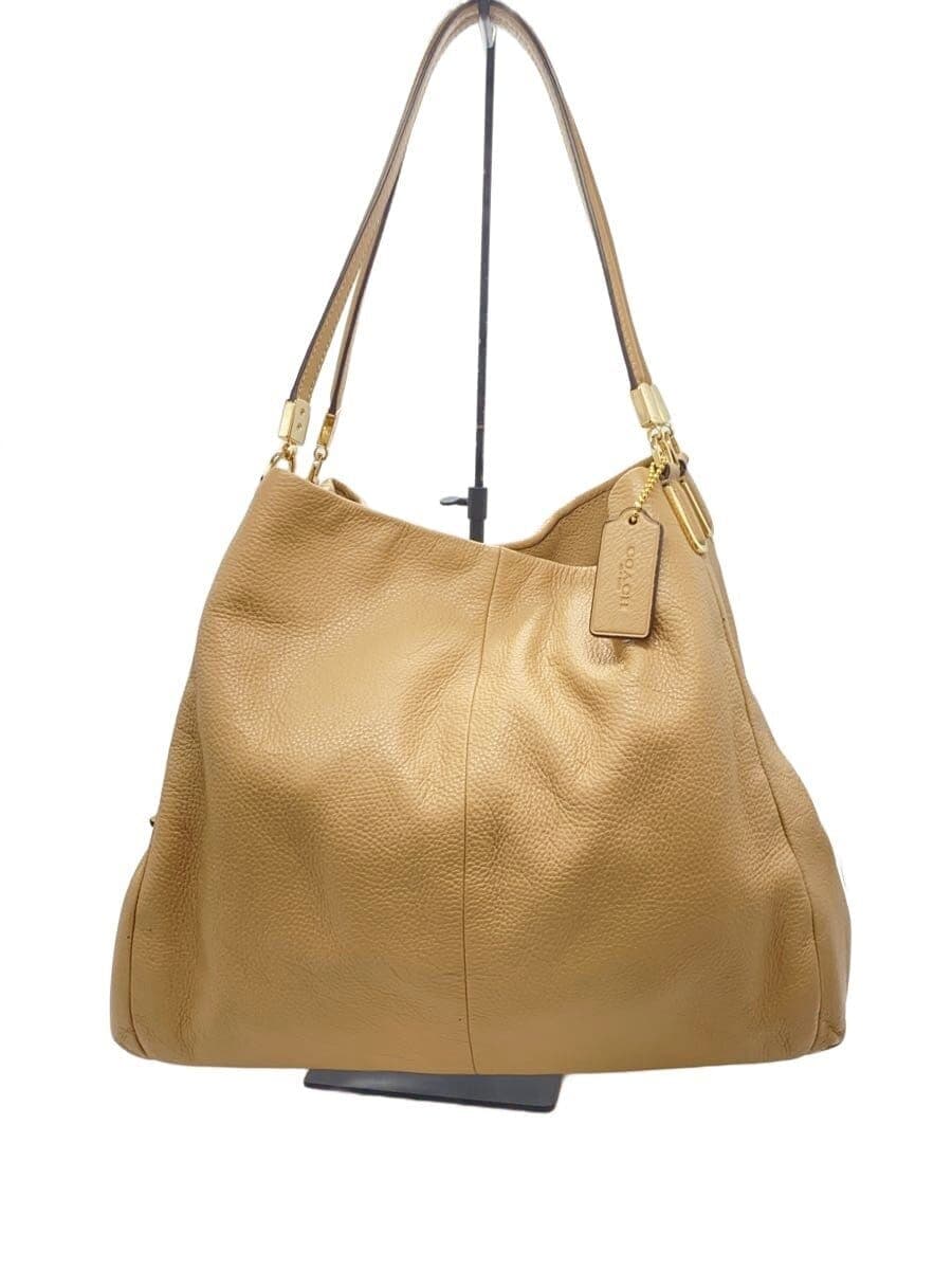 COACH Shoulder Bag Leather Beige F35595