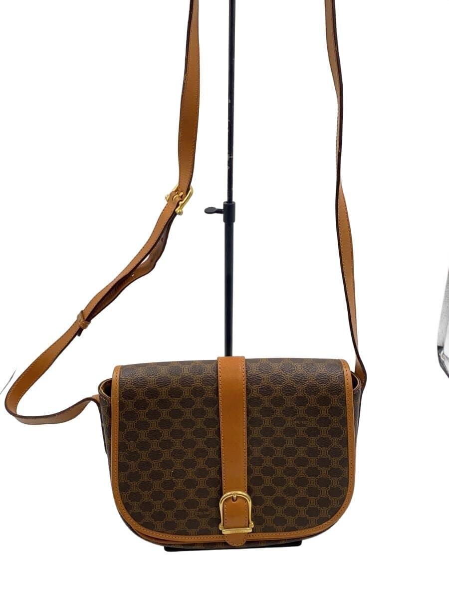 CELINE Shoulder Bag Leather BRW All-over Print