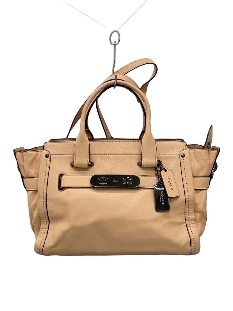 COACH Shoulder Bag Leather BEG Solid 87295