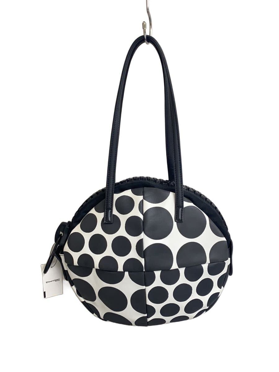 kawa-kawa tote bag leather BLK dot big zipper