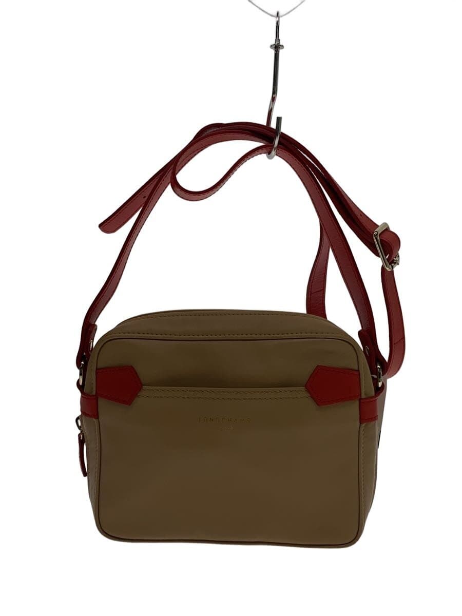 LONGCHAMP shoulder bag leather beige solid color