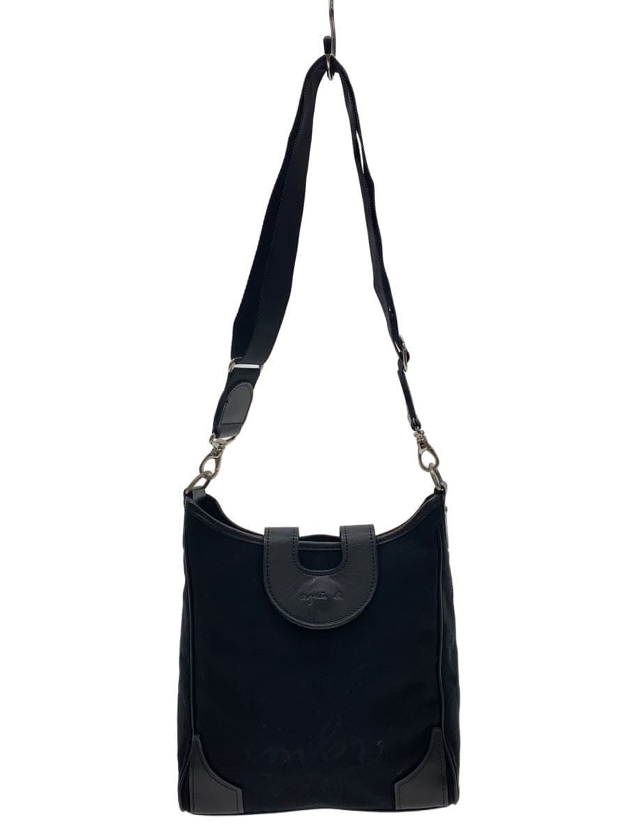 agnes b. Shoulder Bag Canvas BLK