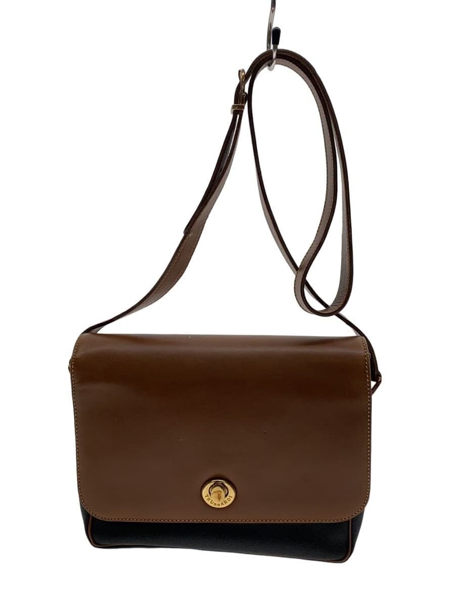 TRUSSARDI With Scratches Shoulder Bag Leather BRW