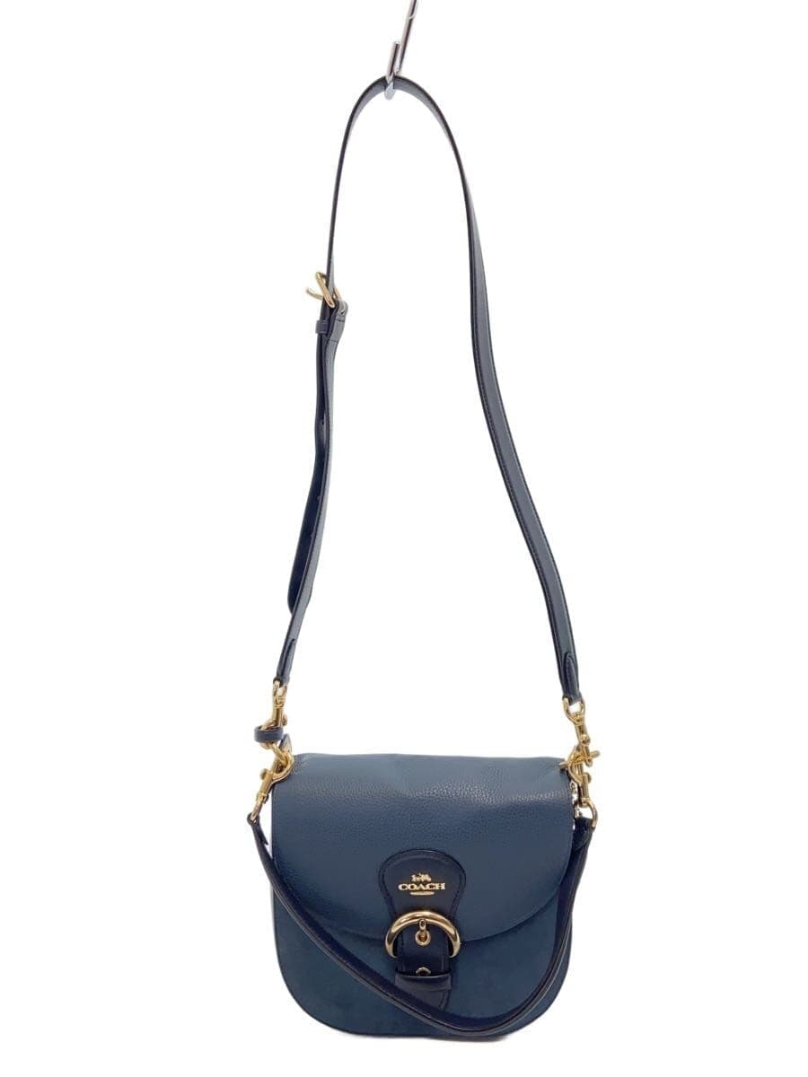 COACH slightly misshapen 2way handbag leather BLU C5688