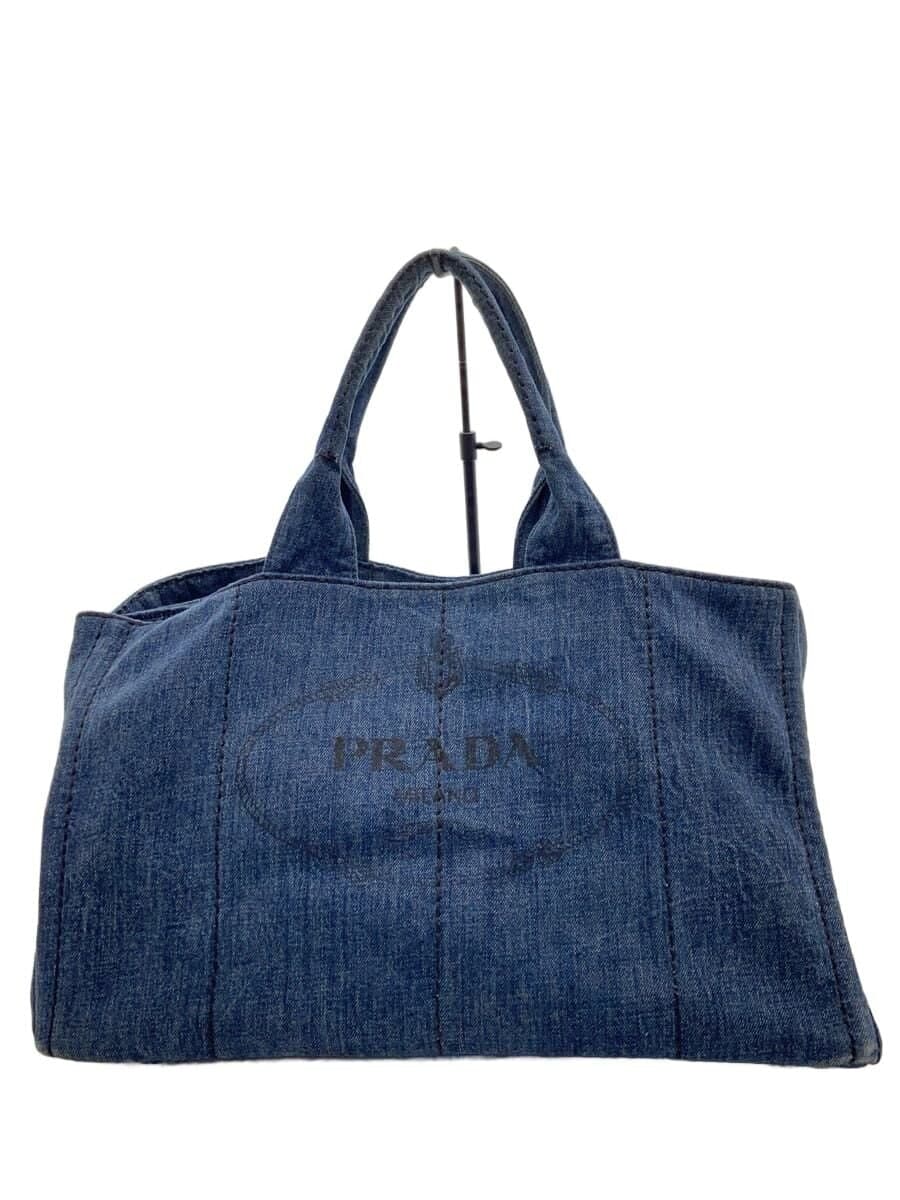PRADA handle has stains shoulder strap missing Canapa tote bag denim IDG