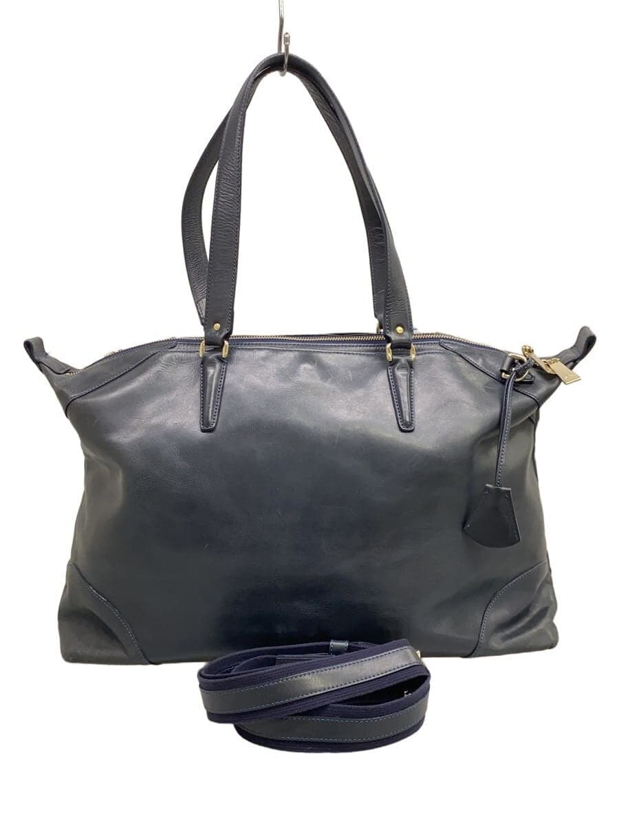 aniary2-Way Tote Bag Leather NVY Small With Scratches