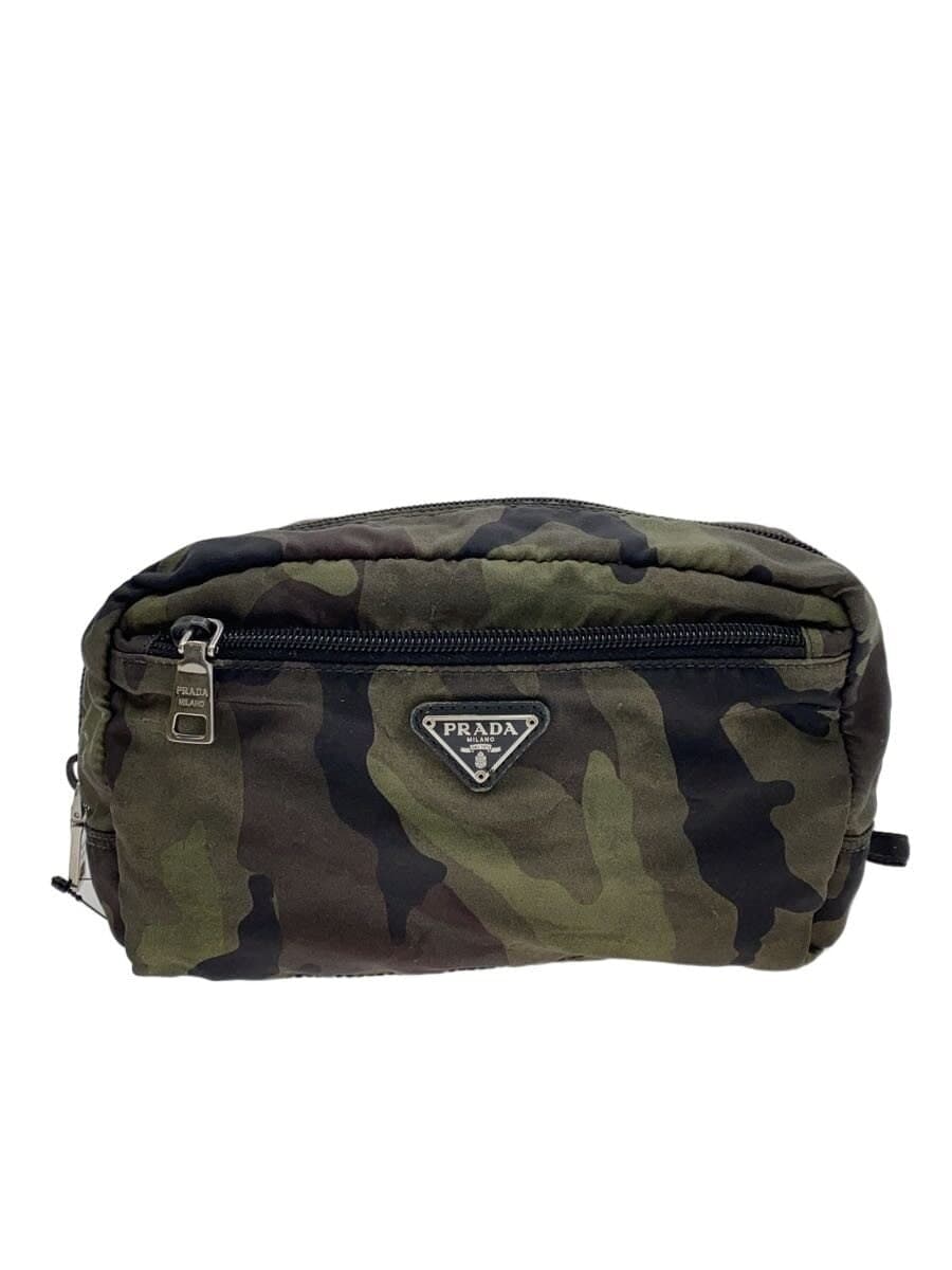 PRADA With Wear Triangle Logo Pouch KHK Camouflage