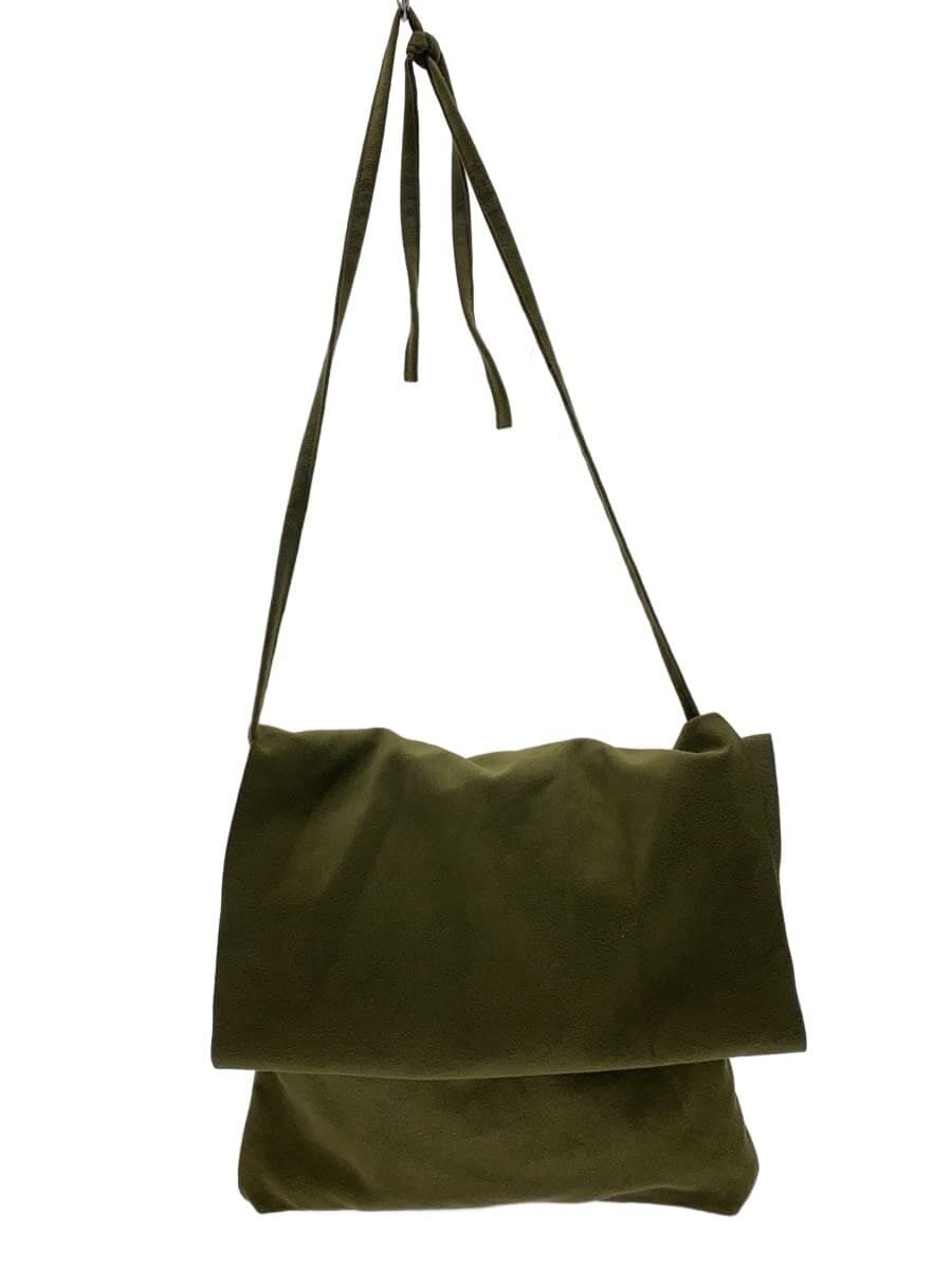 Ka ILI Suede Touch Flap Shoulder Bag Faux Leather KHK Solid