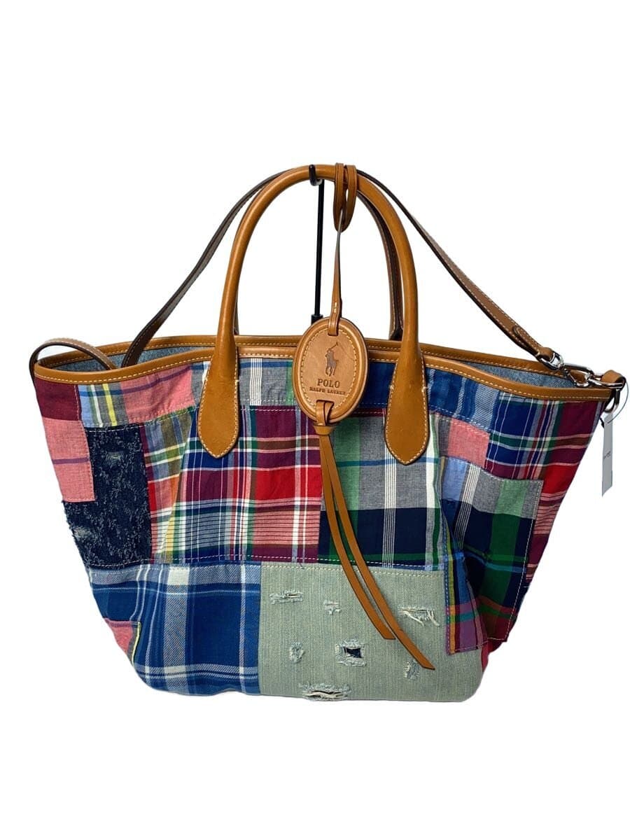 POLO RALPH LAUREN Tote Bag Patchwork Cotton Multicolor All Over Pattern